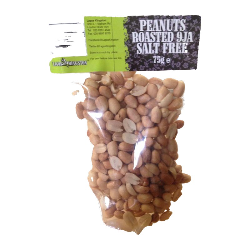 Lagos Kingston Peanuts Roasted 9JA Salt Free 75g